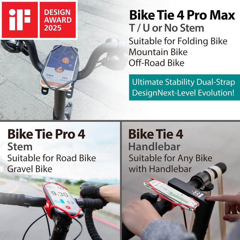 BONE COLLECTION Bone Bike Tie 4 Pro Max, Mountain Bike Phone Mount for Stem & T/U-Shaped Handlebars, Scratch-Free & Shock-Absorbing Silicone Dual-Strap, MTB Cycling Phone Holder for Most Smartphones - Image 5